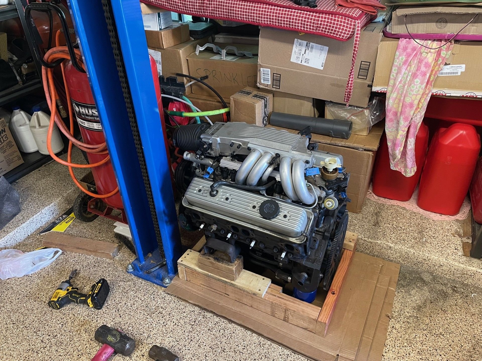 Here it is just waiting to be put back into service some time in the future.  Maybe.  Anyway, the engine is covered now.