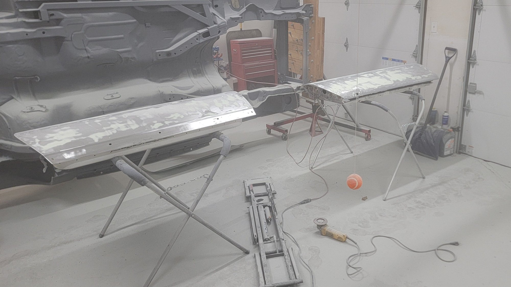 I went down deep enough to remove all the paint and primer. I figured the last bits of bondo don't matter since I will be addikg back to it soon enough. 