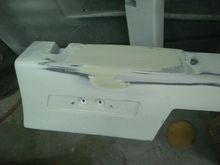 Bondo on passenger ground effect sanded out.