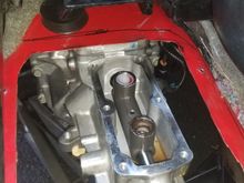 Here's the trans lowered about an inch, gave me room to spare removing the front 2 shifter bolts