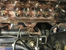 Driver side head, need to relocate this brake line, just move the clip 180 degrees