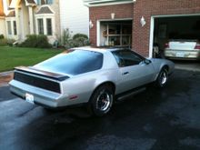 14" X 7" Rally II from 60's Pontiac with red PMD center caps... Side pipes sound good with the turbo acting as the muffler..