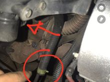 Arrow on left is pointing at decel valve arrow on right points to air pump. (No hose attached just venting into engine)

Circled is a hose hanging from middle connection of decel valve 

Top hose meets the back of intake and turns into brake boost on other side 
Bottom hose missing 

I have a very high idle after pressure washing engine just tryna figure out where those hoses are supposed to go and if they could be the cause of the vacuum leak 