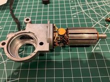 Transmission housing with exposed worm gear drive and armature 