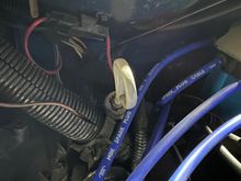 I have 12volts to this connection with the red wires when the key is on the fan is turned on. 