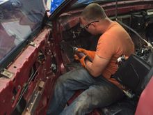 My buddy John getting the car ready to accept the 4th gen dash