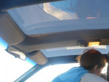 Sam checking out the car.