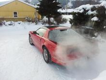 -5F. Nice winterconditions in Lillehammer. 
The trans am has a block heater, so i never cold start the engine in these low temperatures.
Studded wintertyres and borg wagner rear end.