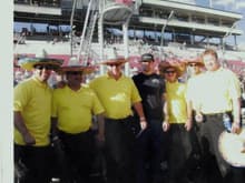 Jesse James and the crew- NASCAR 2007 celebrity race. Sandra Bullocks stupid idea with the Cinco De Mayo hats