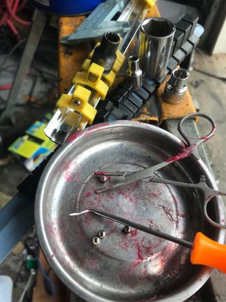 After counting up the bearings I realized I was missing one. But as I sat they’re staring at my magnetic dish I thought of something.
