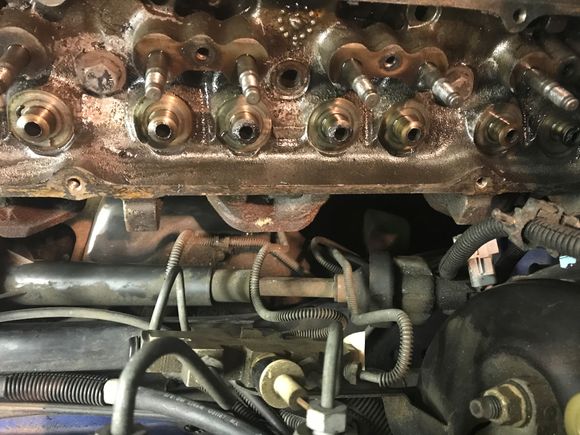 Driver side head, need to relocate this brake line, just move the clip 180 degrees