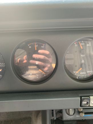 Battery voltage at ancient gauge with key switched to on.
