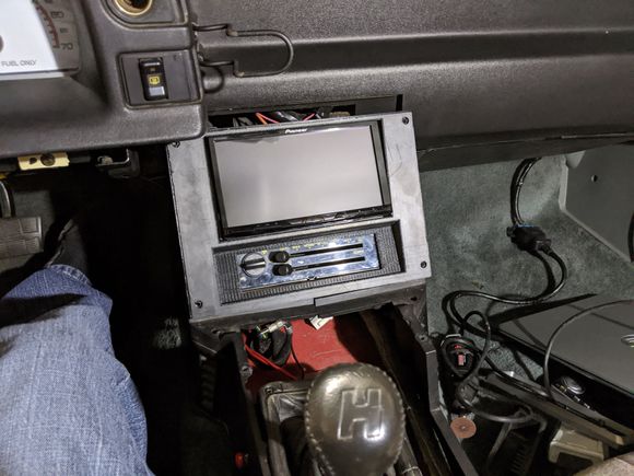 This is what it looks like with the radio and the center console still removed.