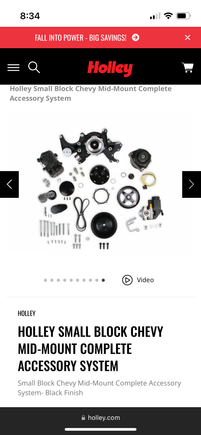 Sbc Holley mid mount accessory bracket kit. I like this because of the water pump design. No longer have to remove everything to replace the pump. Just take out the impeller. 