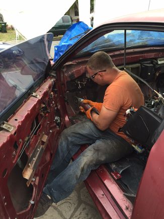 My buddy John getting the car ready to accept the 4th gen dash