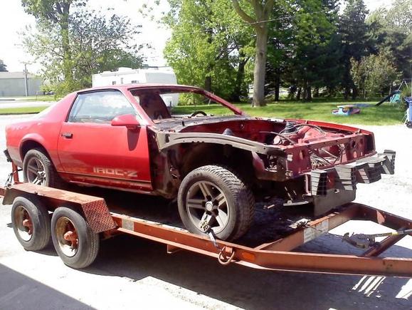 This is one of my most recent photos. Had to load the car up and get it out of the shop for a party. Fender is missing due to mine being repaired. The person who had it before me, pulled the engine and droped it on the fender.. :o