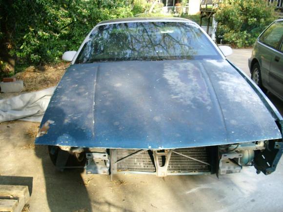 Hood off donor car