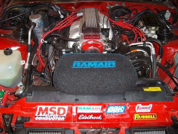 001 Ram air filter old TPI motor. Edelbrock Hi Flo intake, SLP runners, 52mm BBK TB, 24# injectors, All ported intake and plenum, custom tune.