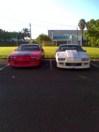 Camaro parking Lot with a 1986 blue Camaro RS that is been rebuilt by a friend at work.