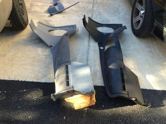 problem is black pieces are for should belt; will cover with plastic and carpet and/or keep looking for lap belt only pieces.