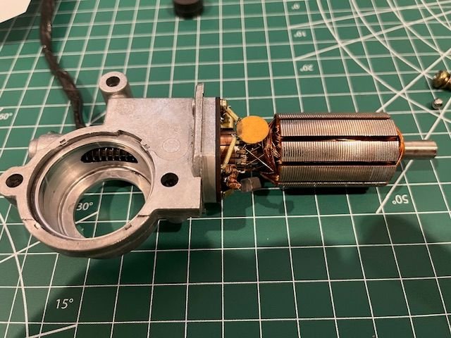 Transmission housing with exposed worm gear drive and armature 