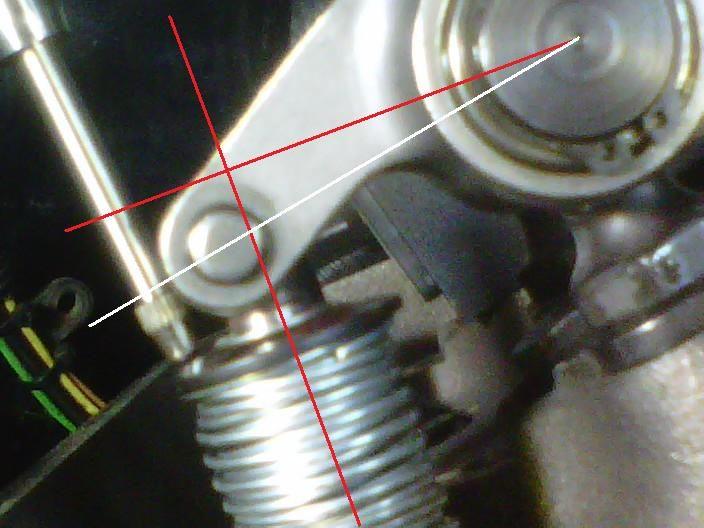 The valve in fully open. The tip axis is now half the valve lift below the trunnion axis.