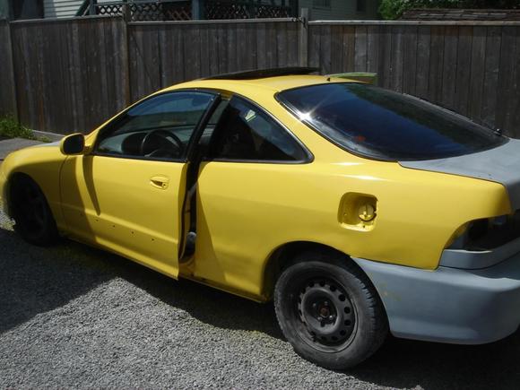 Half the car painted