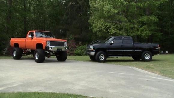 sittin next to my dads real monster truck