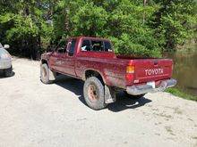 Had so much fun in the woods that she kicked off a center cap.  Lol