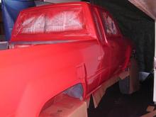 notice the felt on the floor, I used a hvlp gun and found most of the over spray ended up on the floor, a resperator is a must!