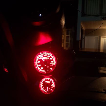 I bought the gauge pillar from LCE and ordered a temp sensor and tach since the ones on my gauge cluster arent working. The top that isnt hooked up yet is a wideband air/ fuel ratie gauge. They are the glowshift 10 color gauges.