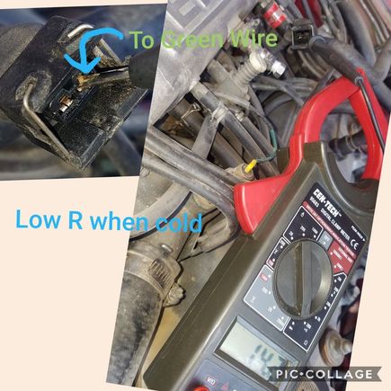 Measuring STJ to GROUND at CSI connector green wire pin. (Blk wire gets 12V when starter relay contact closes). 