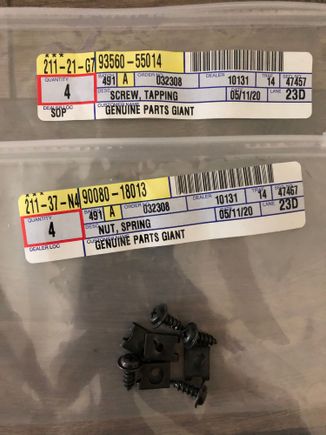 Radio bezel screws/spring nuts 