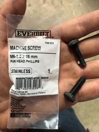 New screws for handle on left, old ones on right we’re getting stripped out on the head