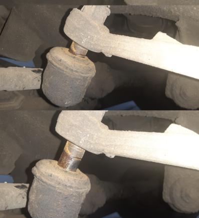 joint moves along pin on idler arm