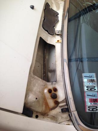 Drivers side area - cowl removed