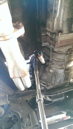 72 extensions and a dog bone wobble knuckle.  That's how I get to those two bolts.