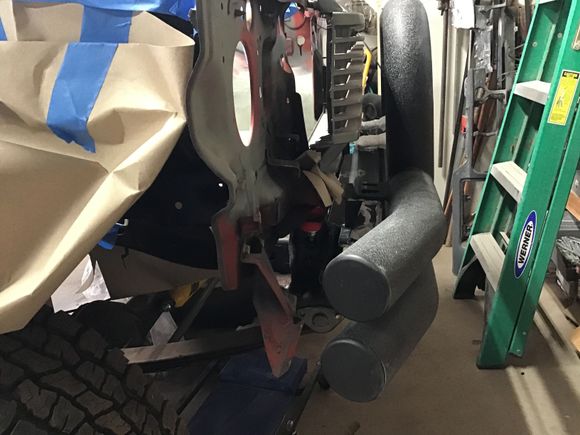 Side view of bumper C clamped in place.