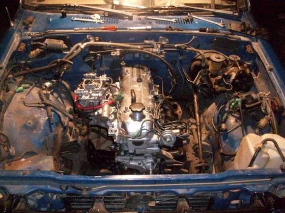 engine set in place