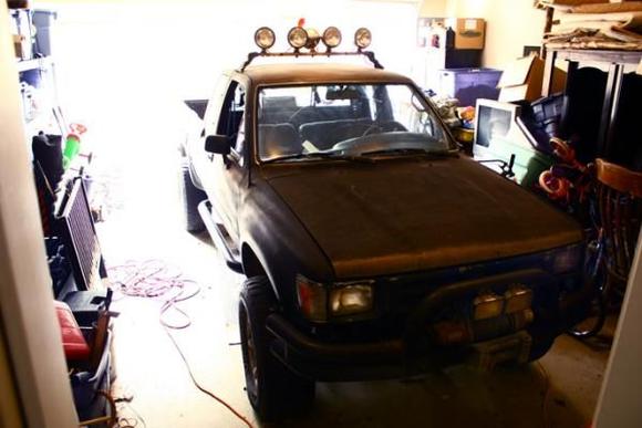 Our toy under construction. Notice our blatent lack of garage space.