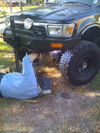 After getting my engine rebuilt I went to Jim's Welding in Baton Rouge to get my bumper taken care of.