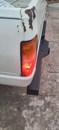 Driver side. When the tail light is lit, no bleed through into reverse reflector