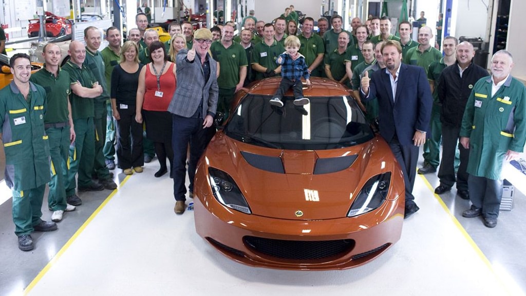 Chris Evans visits Lotus factory in Hethel