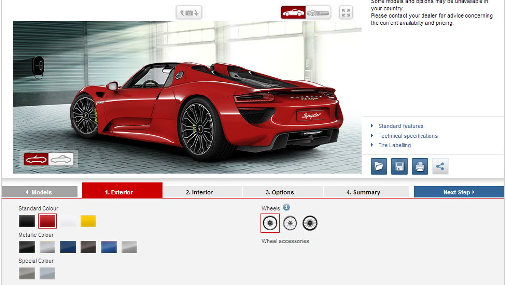 Porsche 918 Spyder online configurator