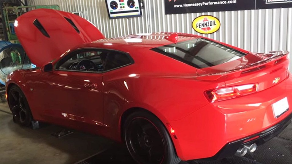 2016 Chevrolet Camaro SS strapped to a dyno