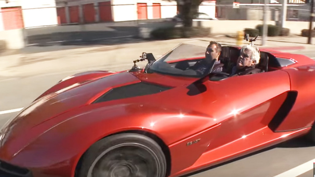 Jay Leno behind the wheel of a Rezvani Beast