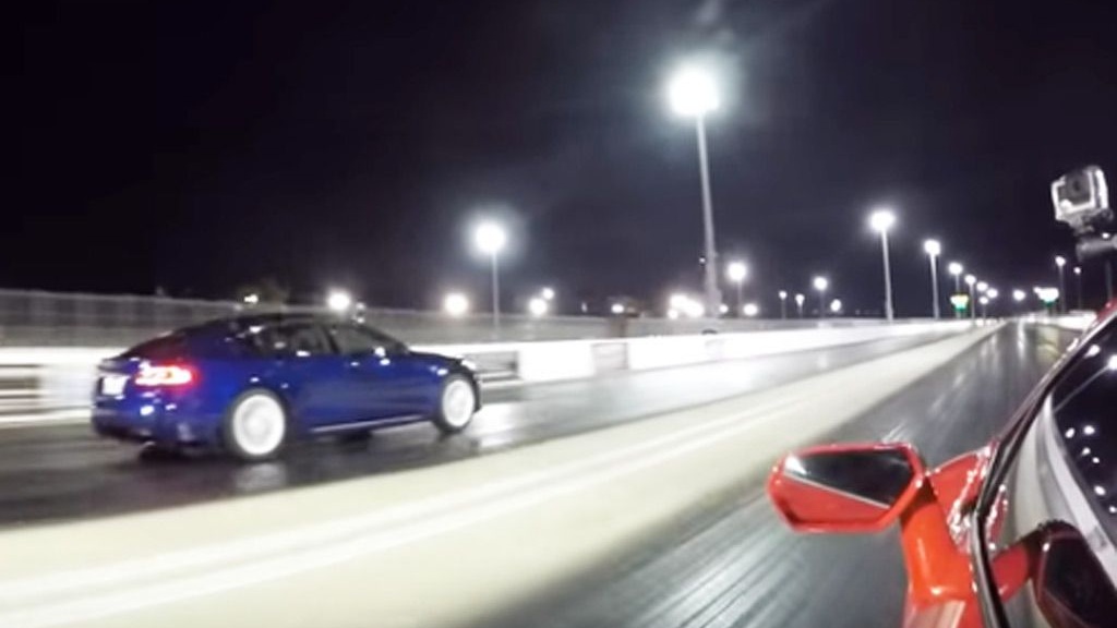 2016 Tesla Model S P100D on the drag strip