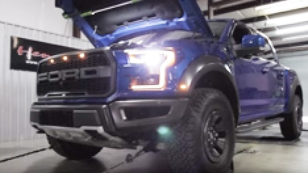 2017 Ford F-150 Raptor strapped to a dyno