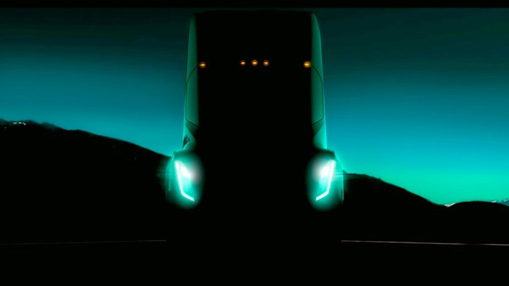 Teaser for Tesla semi truck debuting in September