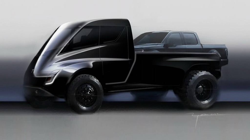 Tesla Semi early sketches possibly preview design of Tesla pickup truck